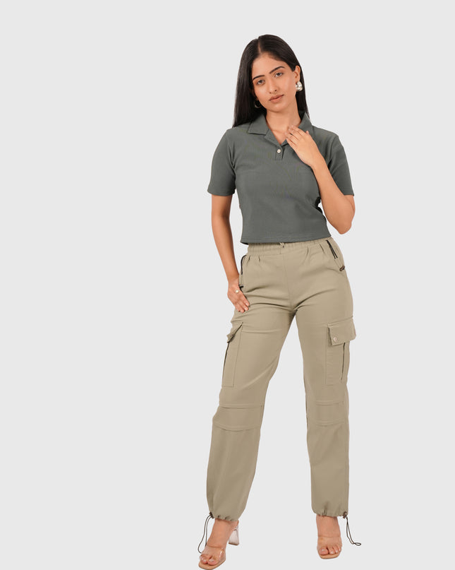 Women’s Sage Green Wide Leg Cargo Korean Pants