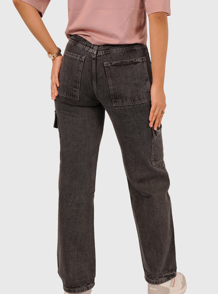 Women’s Charcoal Black 6-Pocket Cargo Jeans