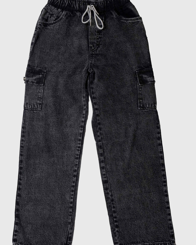Women’s Charcoal Black Cargo Denim Pants