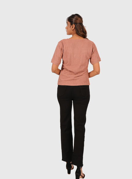 Women’s Dusty Rose Regular Fit Square Neck Top