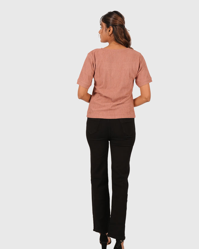 Women’s Dusty Rose Regular Fit Square Neck Top