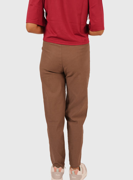 Women’s Taupe Brown Stretchable Joggers – High Waist