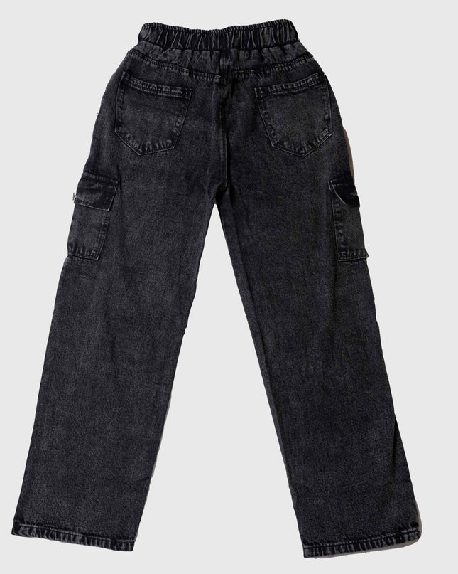 Women’s Charcoal Black Cargo Denim Pants