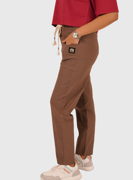 Women’s Taupe Brown Stretchable Joggers – High Waist