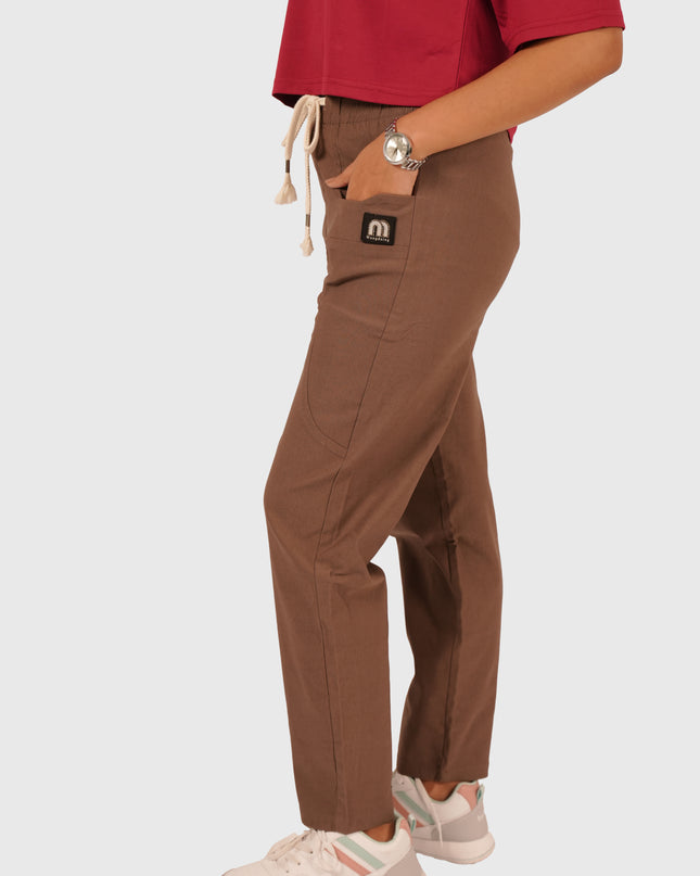 Women’s Taupe Brown Stretchable Joggers – High Waist