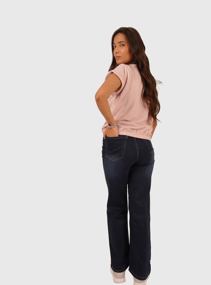 Women’s Dark Indigo White Wash Wide Leg Jeans