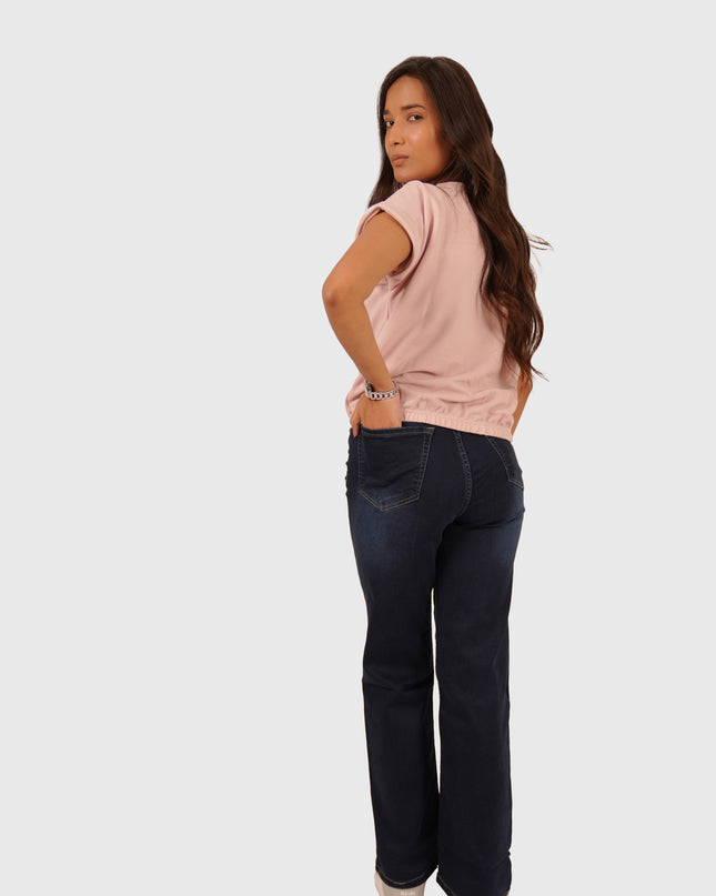 Women’s Dark Indigo White Wash Wide Leg Jeans