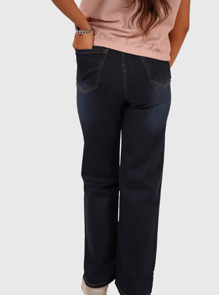 Women’s Dark Indigo White Wash Wide Leg Jeans
