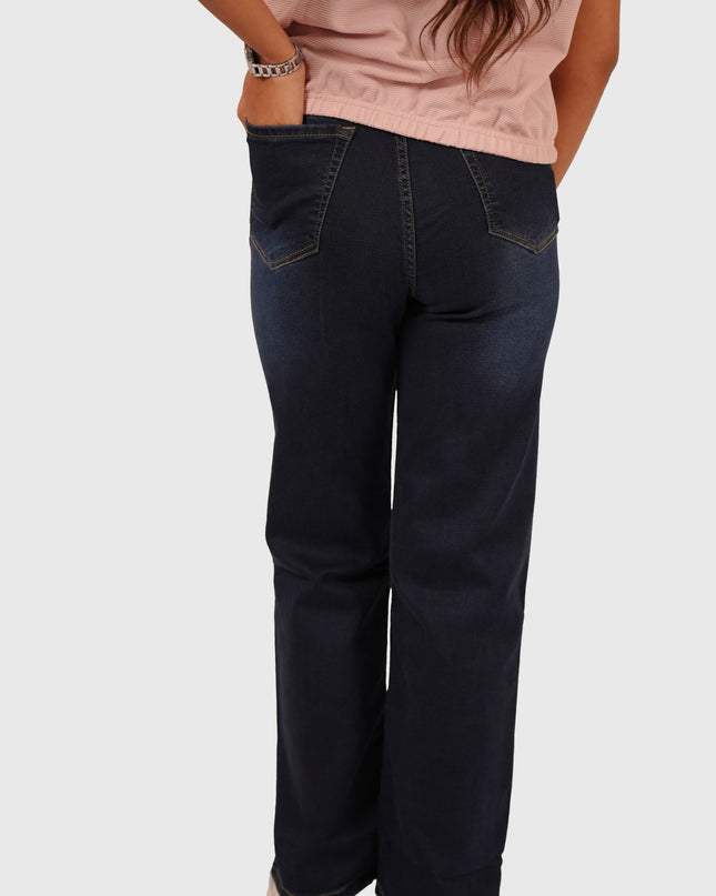 Women’s Dark Indigo White Wash Wide Leg Jeans