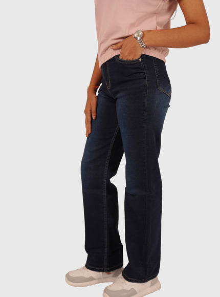 Women’s Dark Indigo White Wash Wide Leg Jeans