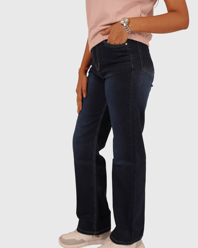 Women’s Dark Indigo White Wash Wide Leg Jeans