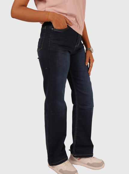 Women’s Dark Indigo White Wash Wide Leg Jeans