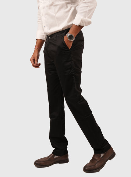 Men’s Black Regular Fit Cotton Pants