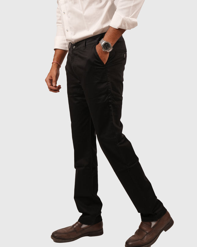 Men’s Black Regular Fit Cotton Pants