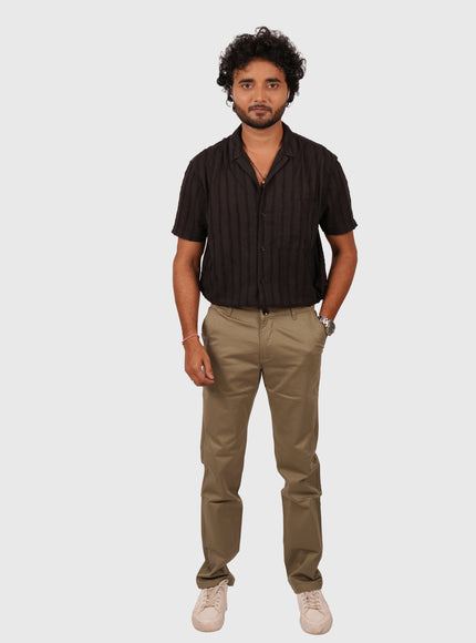 Men’s Olive Green Regular Fit Cotton Pants