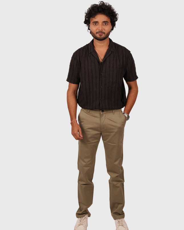 Men’s Olive Green Regular Fit Cotton Pants