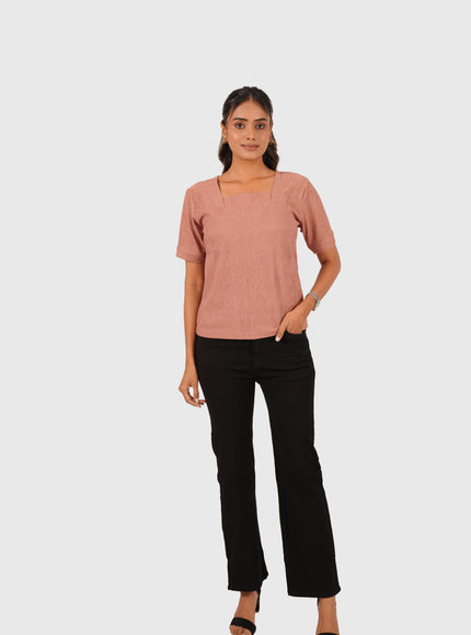 Women’s Dusty Rose Regular Fit Square Neck Top