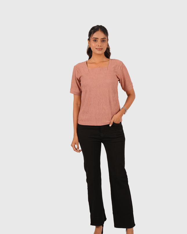 Women’s Dusty Rose Regular Fit Square Neck Top