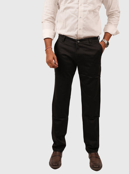 Men’s Black Regular Fit Cotton Pants