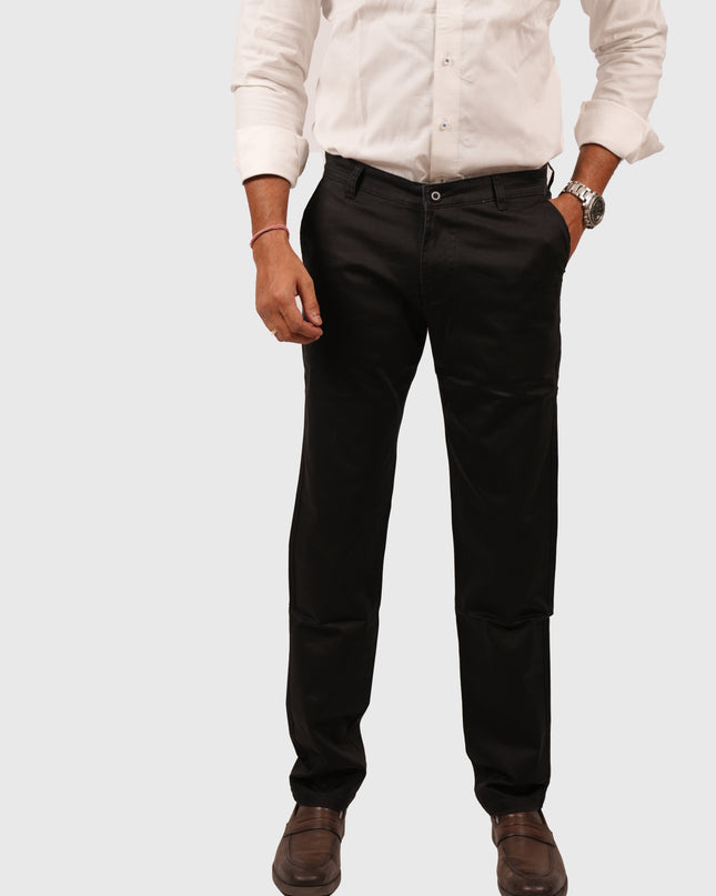 Men’s Black Regular Fit Cotton Pants
