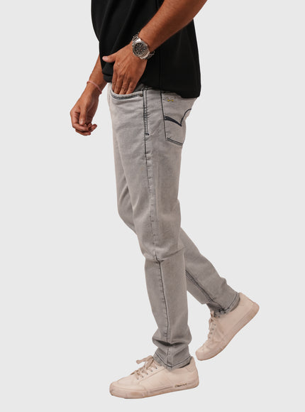 Men’s Light Grey Narrow Fit Knitted Stretchable Jeans