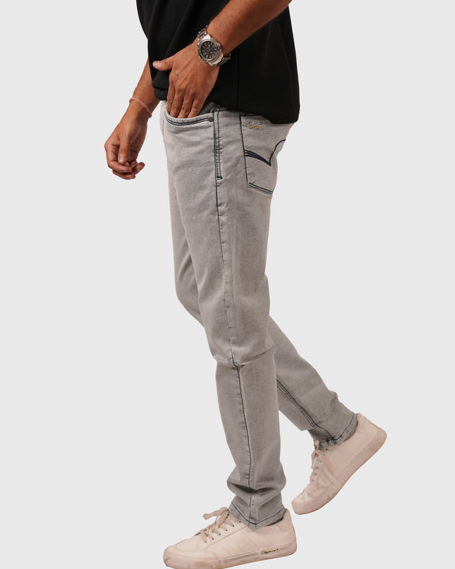 Men’s Light Grey Narrow Fit Knitted Stretchable Jeans
