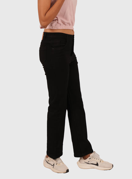 Women’s Full-Length Black High Waist Straight Jeans
