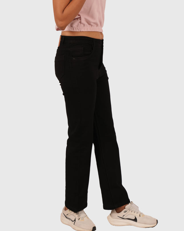 Women’s Full-Length Black High Waist Straight Jeans
