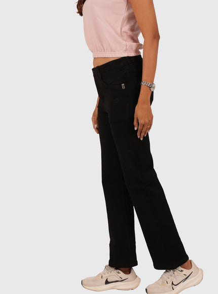 Women’s Full-Length Black High Waist Straight Jeans