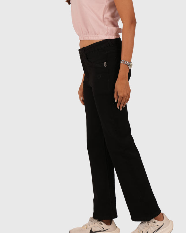 Women’s Full-Length Black High Waist Straight Jeans