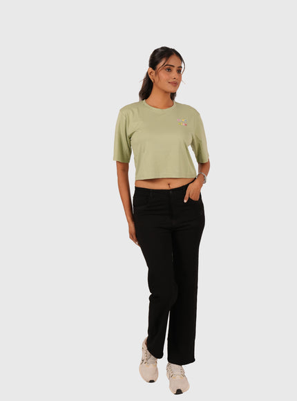 Women’s Light Green Oversized Crop T-Shirt