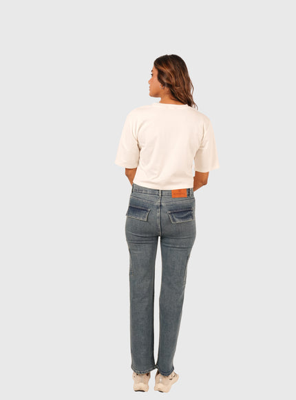 Women’s Light Blue Stretchable Cargo Denim Jeans