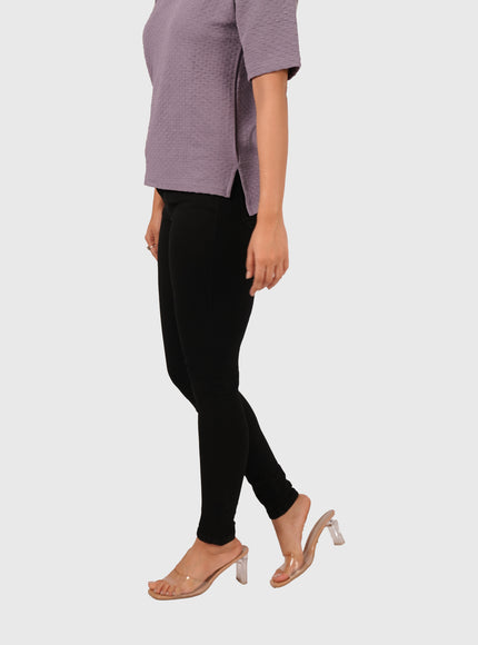 Women’s Black High Waist Skinny Jeans – White Wash