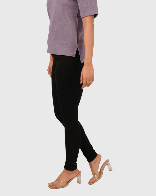 Women’s Black High Waist Skinny Jeans – White Wash