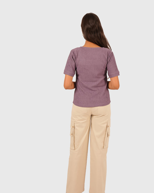 Women’s Purple Regular Fit Square Neck Top