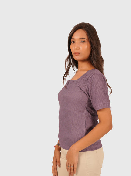 Women’s Purple Regular Fit Square Neck Top