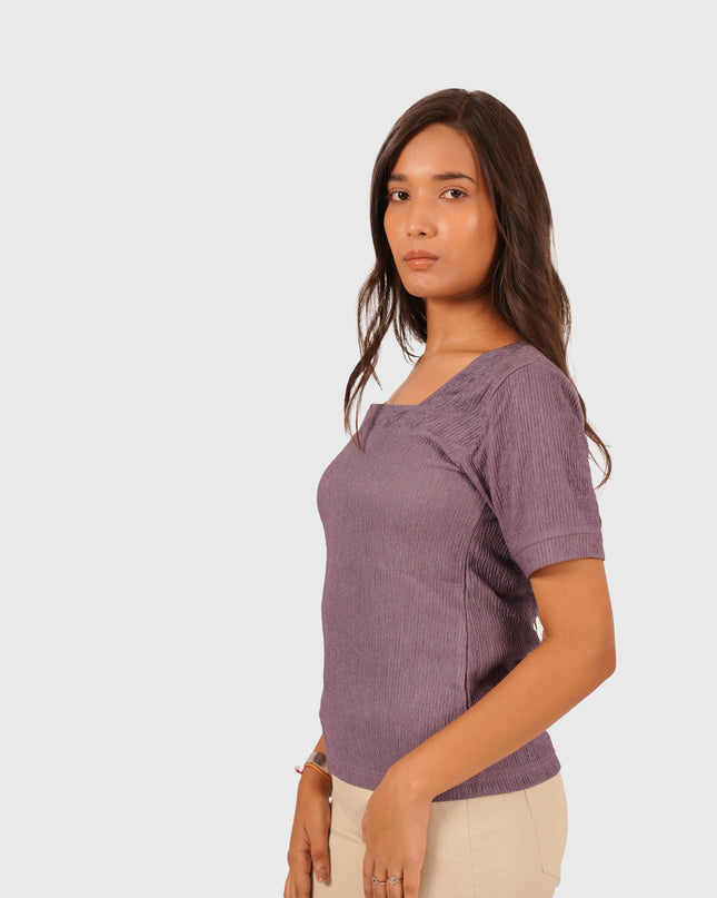 Women’s Purple Regular Fit Square Neck Top