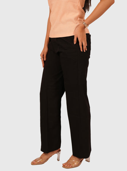 Women’s Jet Black Flowy Palazzo Pants