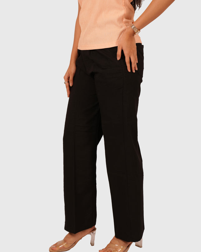 Women’s Jet Black Flowy Palazzo Pants