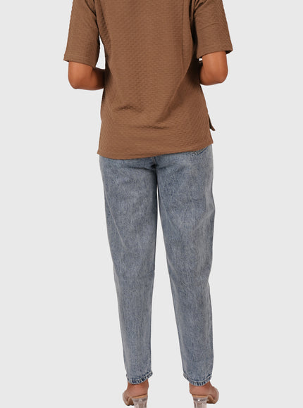 Women’s Sky Blue Full-Length Mom Fit Jeans