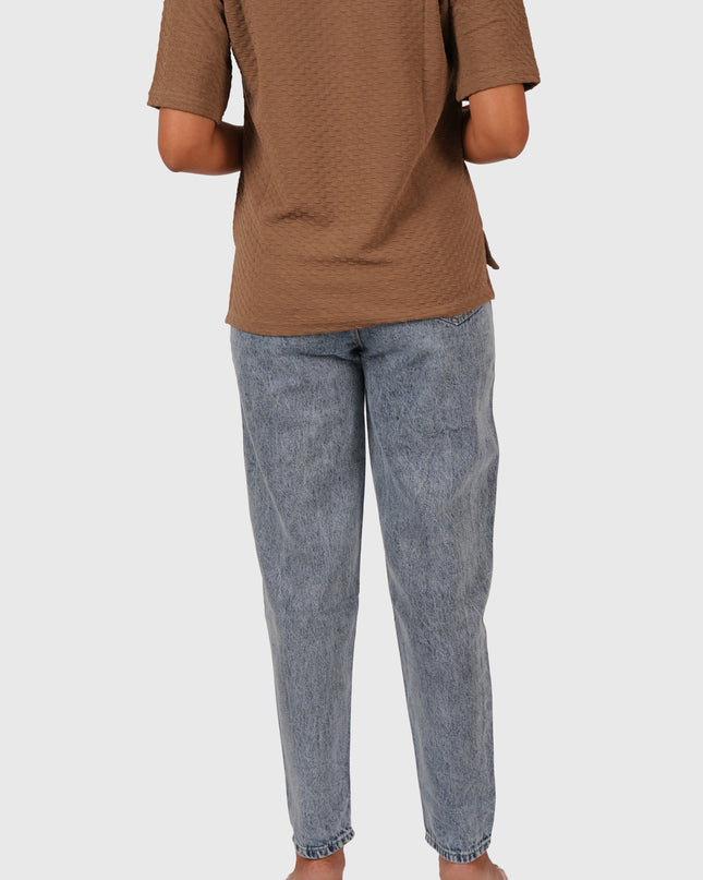 Women’s Sky Blue Full-Length Mom Fit Jeans