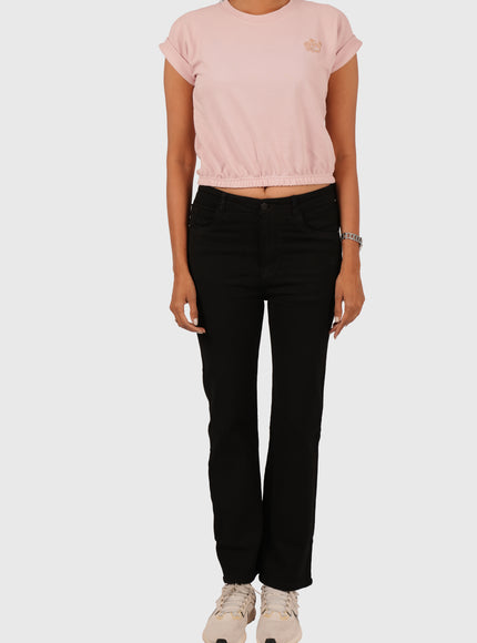 Women’s Full-Length Black High Waist Straight Jeans
