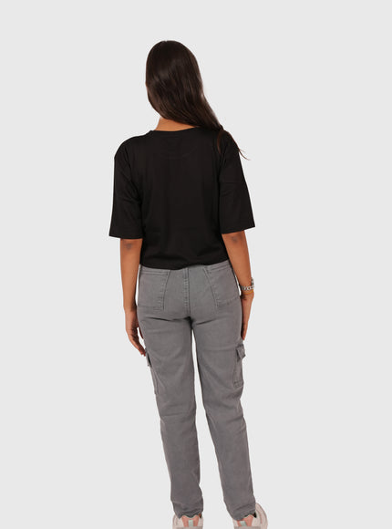 Women’s Black Oversized Crop T-Shirt