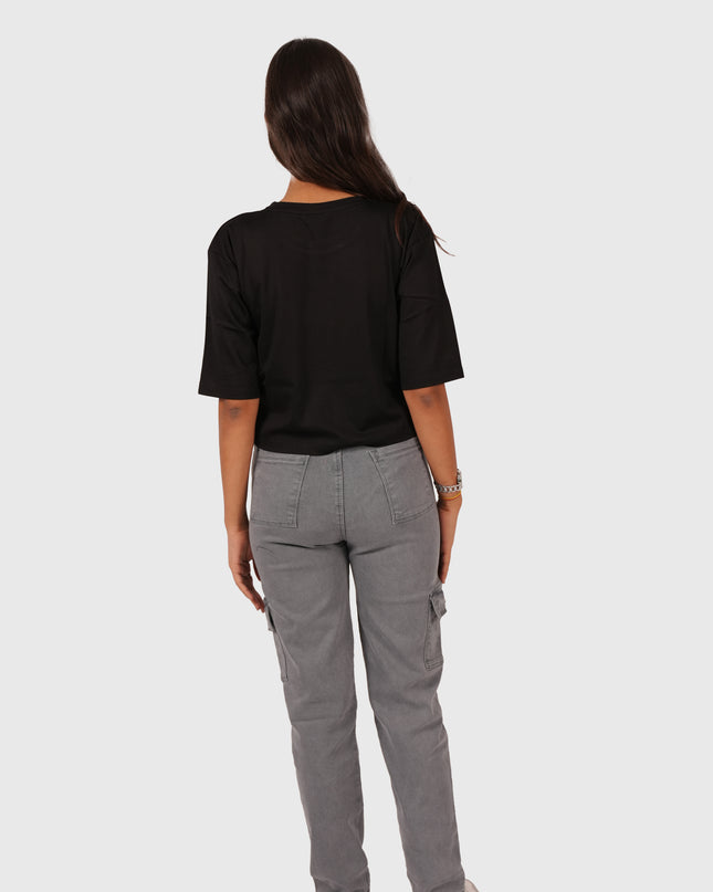 Women’s Black Oversized Crop T-Shirt