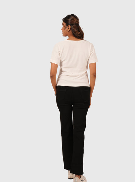 Women’s White Regular Fit Square Neck Top