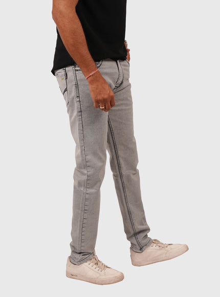 Men’s Light Grey Narrow Fit Knitted Stretchable Jeans