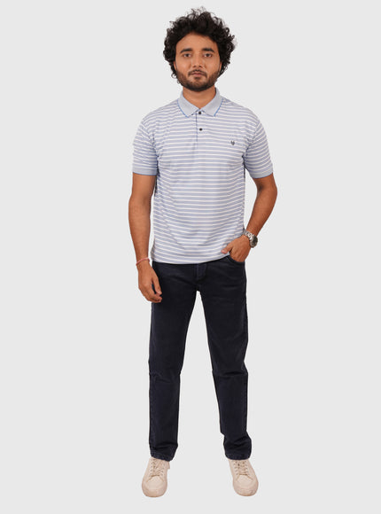 Men’s Light Blue Striped Polo T-Shirt