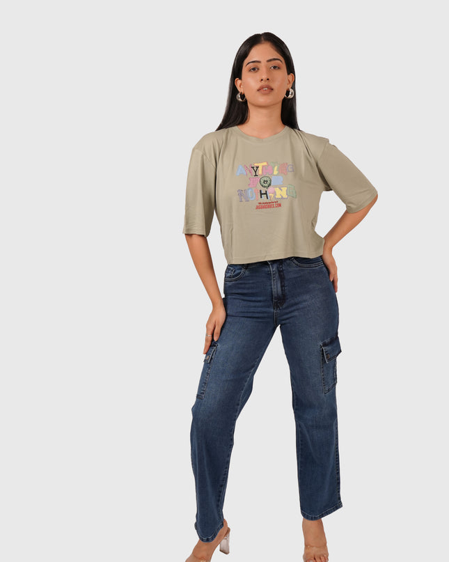 Women’s Dark Blue Straight Fit Stretchable Cargo Denim Jeans