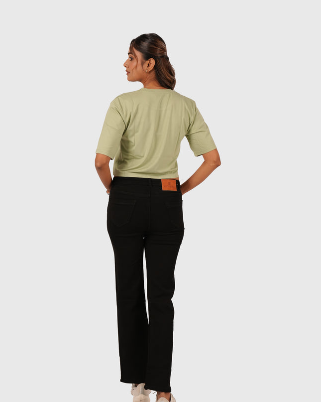 Women’s Light Green Oversized Crop T-Shirt