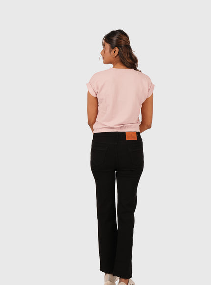 Women’s Pastel Pink Round Neck Crop T-Shirt